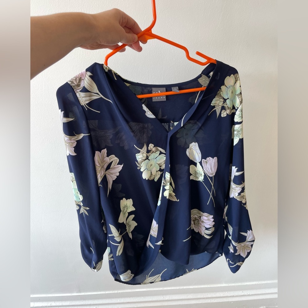 Navy Floral Women's Top